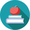 stack of books with an apple on top